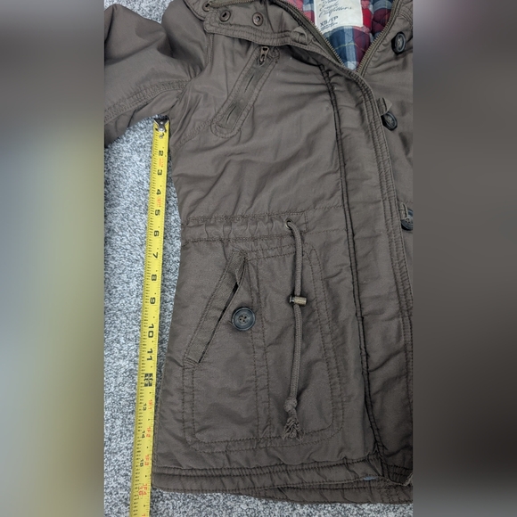 VTG Y2K American Eagle Bomber Jacket Coat Faux Fur Flannel Plaid Lined Womens XS - Picture 8 of 11